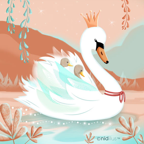 tissu coupon illustre cygne nidillus 01-72