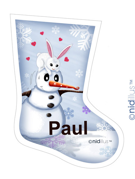 coupon nidillus chaussettes -bonhomme neige bleu RECTO