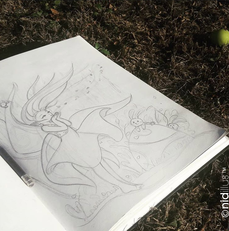 croquis fee sous pommier nidillus.jpg